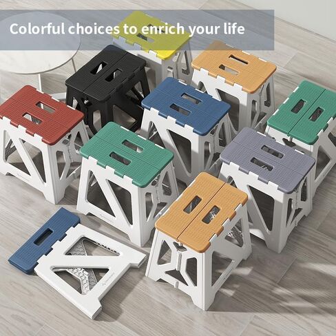 BLACKSPACE 16" Folding Step Stool for Adults, 250 lbs Capacity Non-Slip Compact Plastic Foldable Step Stool with Handle, Portable Lightweight Folding Stool for Home or Kitchen(Black) in Saudi Arabia