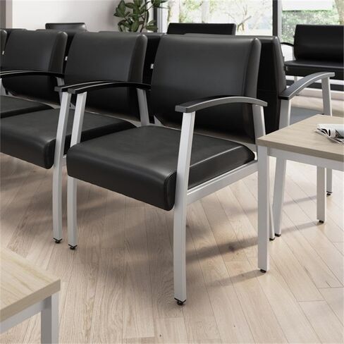 Bush Business Furniture Arrive Waiting Room Guest Chair with Arms in Light Gray Vinyl, Reception Area Seating for Office and Lobby in Saudi Arabia