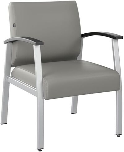 Bush Business Furniture Arrive Waiting Room Guest Chair with Arms in Light Gray Vinyl, Reception Area Seating for Office and Lobby in Saudi Arabia