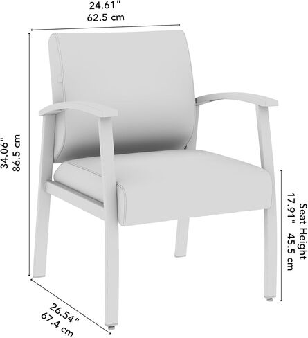 Bush Business Furniture Arrive Waiting Room Guest Chair with Arms in Light Gray Vinyl, Reception Area Seating for Office and Lobby in Saudi Arabia