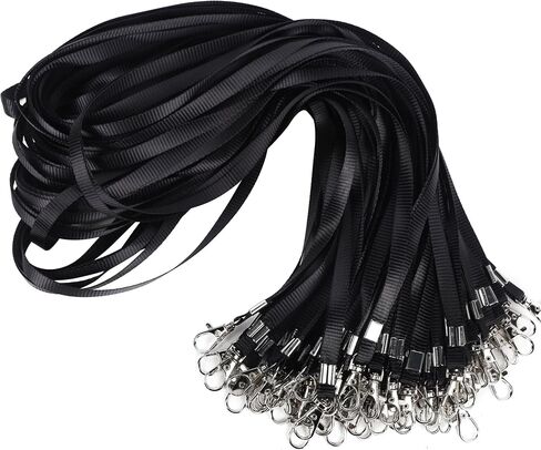 Happy Trees Black Lanyards Bulk for ID Badges, Breakaway Lanyard with Swivel Hooks, Neck Straps for ID Card Name Tags, Badge Holder (50 Pack) in Kuwait