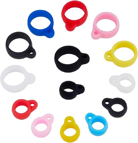 GORGECRAFT 1 Box 70PCS 10 Colors Anti-Lost Silicone Rubber Rings 13mm Inner Diameter Lostproof O Rings Adjustable Necklace Band Holder Pendant for Necklace Lanyard Pens Device Keychains in Saudi Arabia
