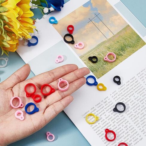 GORGECRAFT 1 Box 70PCS 10 Colors Anti-Lost Silicone Rubber Rings 13mm Inner Diameter Lostproof O Rings Adjustable Necklace Band Holder Pendant for Necklace Lanyard Pens Device Keychains in Saudi Arabia