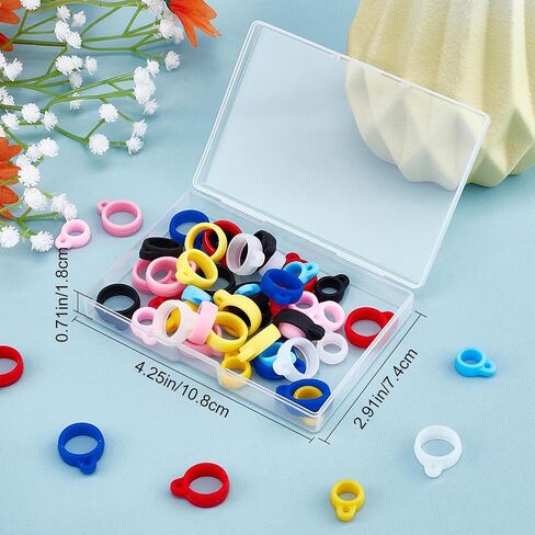 GORGECRAFT 1 Box 70PCS 10 Colors Anti-Lost Silicone Rubber Rings 13mm Inner Diameter Lostproof O Rings Adjustable Necklace Band Holder Pendant for Necklace Lanyard Pens Device Keychains in Saudi Arabia