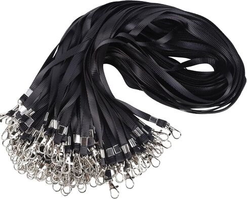 Happy Trees Black Lanyards Bulk for ID Badges, Breakaway Lanyard with Swivel Hooks, Neck Straps for ID Card Name Tags, Badge Holder (50 Pack) in Kuwait
