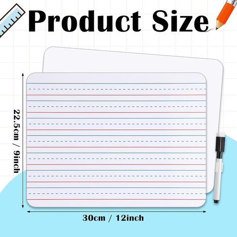 SATINIOR 60 Pcs Bulk Lined Dry Erase Board Kids Double Sided Ruled Writing Board with 60 Dry Erase Markers and 60 Marker Holders 9 x 12 Inch Small Dry Erase Lap Board with Lines Homeschool Supplies in Saudi Arabia