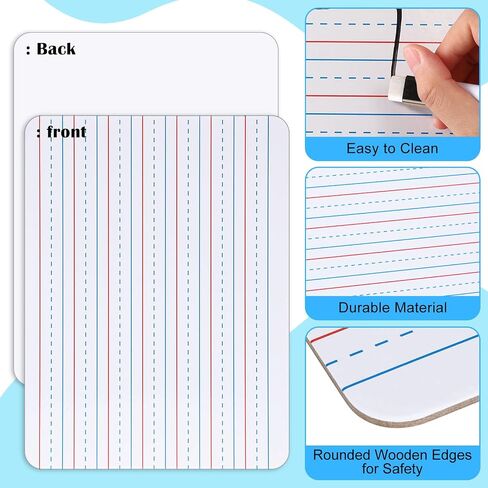 SATINIOR 60 Pcs Bulk Lined Dry Erase Board Kids Double Sided Ruled Writing Board with 60 Dry Erase Markers and 60 Marker Holders 9 x 12 Inch Small Dry Erase Lap Board with Lines Homeschool Supplies in Saudi Arabia