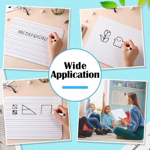 SATINIOR 60 Pcs Bulk Lined Dry Erase Board Kids Double Sided Ruled Writing Board with 60 Dry Erase Markers and 60 Marker Holders 9 x 12 Inch Small Dry Erase Lap Board with Lines Homeschool Supplies in Saudi Arabia