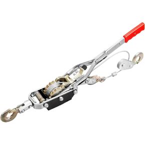 BIG RED T32054 Torin Come-Along Double Gear Hand Cable Puller with 3 Hooks: 4 Ton (8,000 lb) Capacity, Red