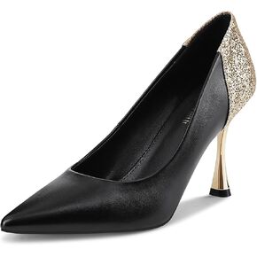 Women Pumps Pointed Toe Stiletto High Heels Splicing Vintage Dress Wedding Shoes