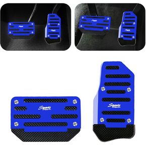 2PCS Car Pedal Covers, Non-Slip Automatic Transmission Gas and Brake Pedals Covers, Aluminum Alloy Foot Pedals Cover Kit, Car Accessories Sports Trim for Car Truck SUV Van (Blue)