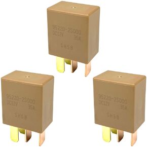 3-Pack 95220-2S000 Relay 12VDC 35A 4-Pin Compatible with Some Hyundai and Kia Vehicles