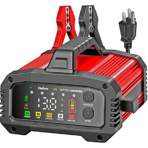 25Amp Car Battery Charger, Maintainer, 12V/24V LiFePO4 Lead Acid (AGM/Gel/SLA) Smart Trickle Charger with Engine Start, Desulfator, Repair, Winter Mode for Car Truck Motorcycle Boat Lawn Mower