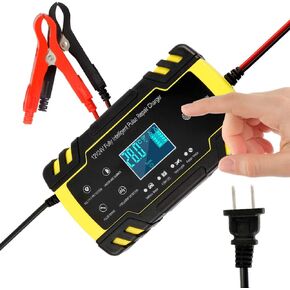 12V/24V Smart Car Battery Charger, Pulse Repair Charger Battery Maintainer with LCD Display, Intelligent Mode Overvoltage Protection Temperature Monitoring for Car, Truck, Motorcycle, Boat, SUV, ATV