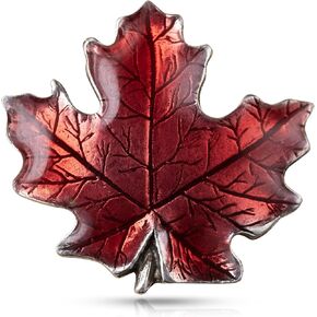 DANFORTH - Maple Leaf/Autumn Pewter Lapel Pin, Warm Orange Fashion Accessory, Popular for Jackets, Hats, Tops, Handcast & Painted in the USA, Measures 7/8"