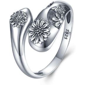 Sunflower Spoon Rings for Women S925 Sterling Silver Sunflower Ring Thumb Rings Sunflower Jewelry Gifts for Women