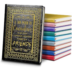 Coworker Leaving Gifts Leather Notebook,Black A5 Lined Leather Journal Notebook,200 Pages 100 Gsm Thick Ruled Paper Daily Diary for Colleague Friends Boss Farewell Gifts (Black)