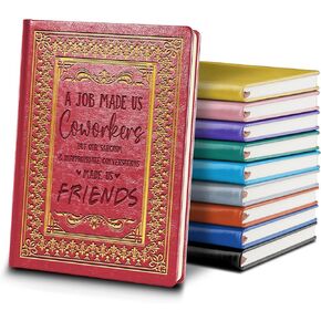 Coworker Leaving Gifts Leather Notebook,Black A5 Lined Leather Journal Notebook,200 Pages 100 Gsm Thick Ruled Paper Daily Diary for Colleague Friends Boss Farewell Gifts (Black)