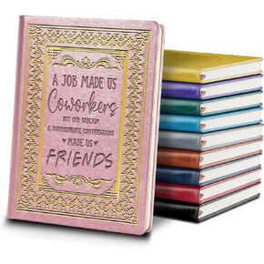 Coworker Leaving Gifts Leather Notebook,Black A5 Lined Leather Journal Notebook,200 Pages 100 Gsm Thick Ruled Paper Daily Diary for Colleague Friends Boss Farewell Gifts (Black) in Kuwait