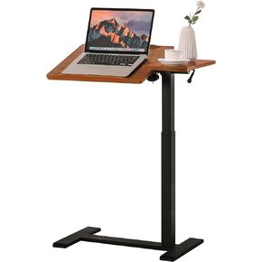 طاولة جانبية للسرير قابلة للتعديل بارتفاع قابل للتعديل مع عجلات مخفية، لوح إمالة هوائي منفصل وعربة مكتب للكمبيوتر المحمول، متنقلة فوق السرير وأريكة وكرسي وطاولة جانبية، خشب الجوز in Kuwait