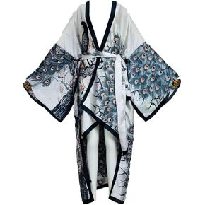 Summer Silk feeling beach cover up Women Cardigan Boho African Holiday party long Sleeve Robe kimono Kaftan