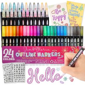 Jim&Gloria Outline Acrylic Paint Markers, Easter Basket Stuffers for Teens, Silver Metallic Glitter Permanent Pens DIY Crafts Scrapbook Art Supplies for Kids Ages 6 8 9 12 Teen Girl Gifts Trendy Stuff