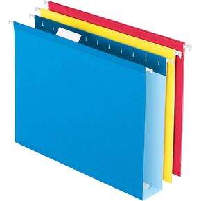 Office Depot Extra Capacity Box Bottom Hanging File Folders, 2in Expansion, Letter Size, Assorted Colors,12 pk, 411704OD