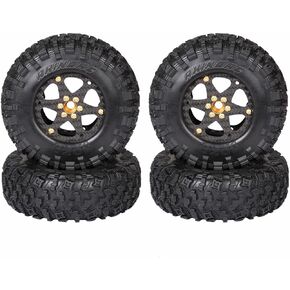 RhinoRC MOZA 1.9inch Competition Tires Super Sticky with Narrow Carbon Fiber Aluminum 2.2 inch Wheel Rim N2401 for Pro and Sporty Class 1/10 RC Crawler Car (1.9inch 4pcs)