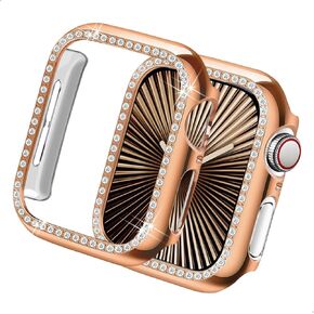 Compatible for Apple Watch Case 38mm 40mm 42mm 44mm Bling Crystal Diamonds Rhinestone Bumper Cover for Women Girl, Hard PC Protective Frame for iWatch Series 6/5/4/3/2/1/SE/SE2-38mm Black