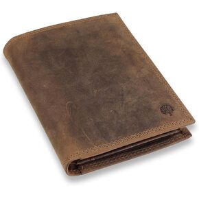 Frentree® Men's Trifold Wallet - Genuine Suede Leather - RFID Blocking - Window and Coin Pocket - Brown
