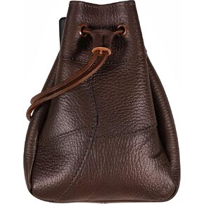 Mythrojan Brown Patchwork, 100% Real Leather Drawstring Coin, Wallet, Credit Card, Keys Pouch with Belt Loop Large Size - Brown