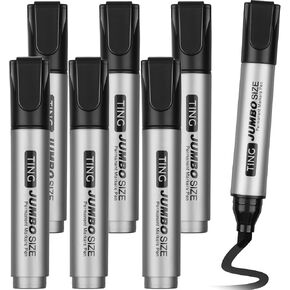 Fuutreo 6 Pcs Jumbo Permanent Markers Bulk Large Permanent Markers Chisel Tip Permanent Markers Quick Drying Jumbo Size Markers Pens Waterproof Big Permanent Markers Huge Poster Markers