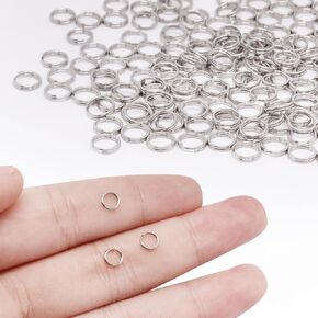 200pcs Split Rings, Stainless Steel Jump Rings for Jewelry Making Small Double Open Jump Rings Small Key Rings Keychain Rings for Craft, Keys (0.19" OD, Silver)