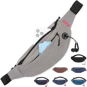 TINYAT Large Fanny Pack Travel Waist Bag Lightweight for Men&Women with Adjustable Strap T206,Deep Grey