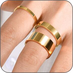 14K Gold Rings for Women Non Tarnish Gold Stackable Rings for Women Trendy Dainty Thumb Pinky Statement Band Ring Minimalist Jewelry