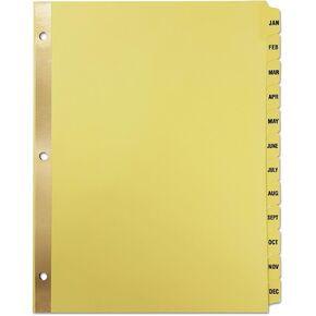 Universal 20814 Preprinted Plastic-Coated Tab Dividers, 12 Month Tabs, Letter, Buff, 12/Set in Kuwait