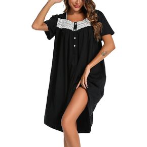 ENJOYNIGHT Women's House Dress Cotton Nightgown Short Sleeve Mumu Lounge Dress