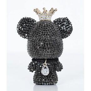 Cute Car Accessories, Bling Crystal Bear Car Air Freshener With Vent Clip,Rhinestone Aesthetic Car Decor Interior Decoration (BLACK)