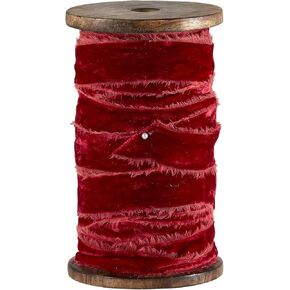 Santa Barbara Design Studio Michel & Co. Wooden Spool with Velvet Ribbon, 10-Yards, Red