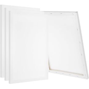 PATIKIL Stretched Canvas, 6 Pcs 24" x 16" Rectangle Canvas for Painting Blank Primed Canvas Cotton Canvas Panels for Acrylics Oil Watercolor Paints, White