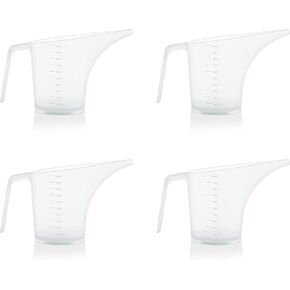 Funnel Pitcher for Soap Making, Large Capacity Easy Pour Container with Long Spout, Soap Making Supplies, Bakeware Mold, Candle, Microwave Safe, 4 Cups, 32 Ounces, 1000 ml - Set of 4