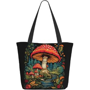 DADABULIU Tote Bag Reusable Grocery Bag Shoulder Bags with Zipper for Travel Beach Shopping Work Over 12 Years Old