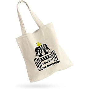 YOU'VE BEEN DUCKED Bag, Duck Duck Tote Bag, Purse For Duck Lovers, Yellow Duck Carrying Sack, Rubber Duck Bag, Carryall, Natural Canvas Tote Bag - Reusable Casual Handbag