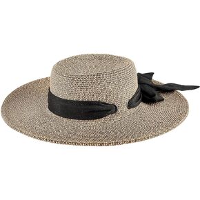 San Diego Hat Company Women's Boater Hat with Scarf Bow, Natural