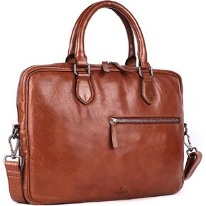 Genuine Italian Leather 14-Inch Laptop Messenger Bag for Men – Multifunctional Satchel Shoulder Bag with Detachable Strap