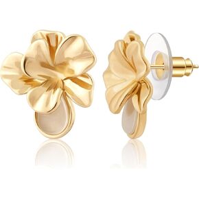 14K Gold Plated Stud Earrings for Women, Hypoallergenic Lightweight Teardrop Design, Comfortable Trendy Earrings for Sensitive Ears, Ideal Fashion Jewelry for Daily and Formal Wear