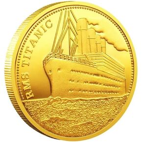 The Voyage RMS-Titanic Ship and Travel Map Coin Gold Plated Challenge Coin