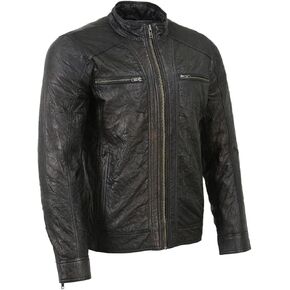Milwaukee Leather SFM1861 Men's Two-Tone Leather Jacket with Front Zipper Closure