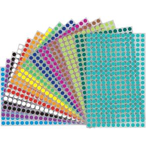6160 قطعة من النقاط الملونة، ملصقات منقطة مستديرة 6 مم، ملصقات نقاط ملونة، ملصقات ترميز الألوان، ملصقات منقطة صغيرة مستديرة، ملصقات ترميز الألوان لمستلزمات المكتب المنزلية، 22 لونًا (6 مم) in Kuwait