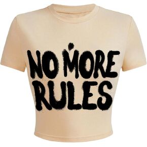 SHENHE Women's Crewneck Short Sleeve Cropped Graphic Tee Letter Print Fitted Tee
